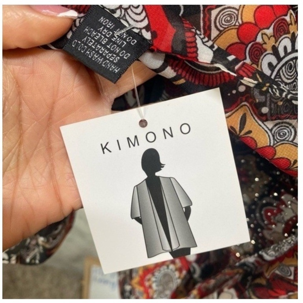 Kimono Boho Paisley Floral Open Front Cardigan Cover Up Indie‎ Hippie Beach - Picture 5 of 8